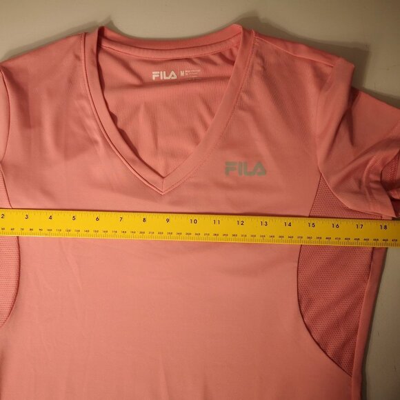Fila Ladies Size Medium V-neck Short Sleeves Fitted Pink Workout Top - Picture 6 of 6